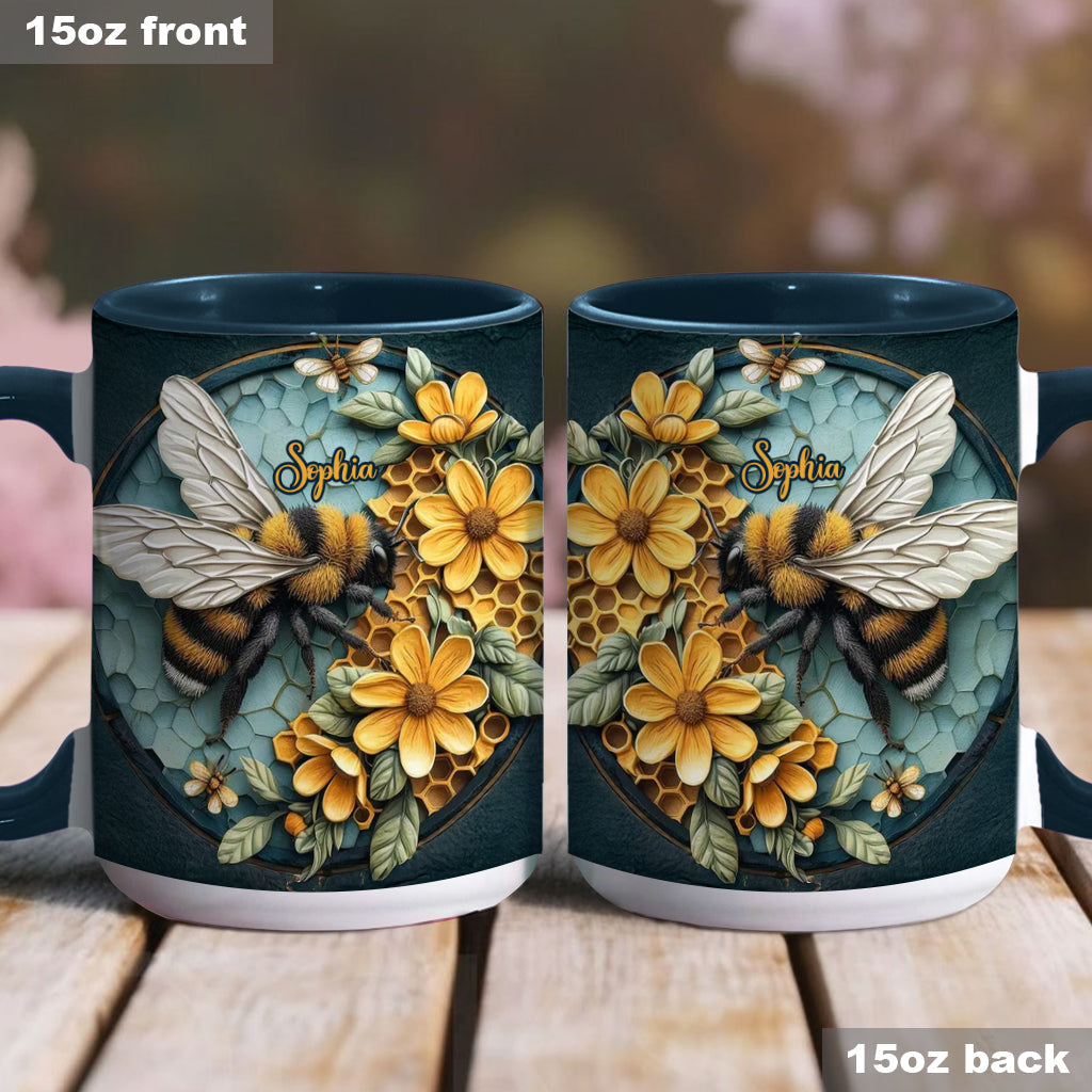 Mug personnalisé avec motif abeille et nid d'abeille