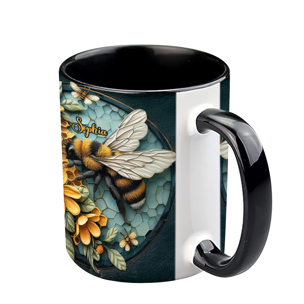 Mug personnalisé avec motif abeille et nid d'abeille