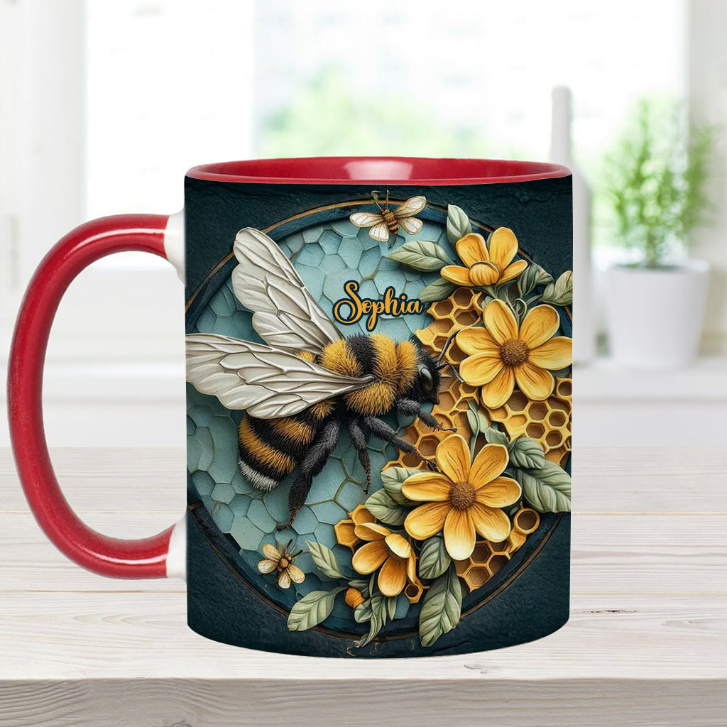 Mug personnalisé avec motif abeille et nid d'abeille