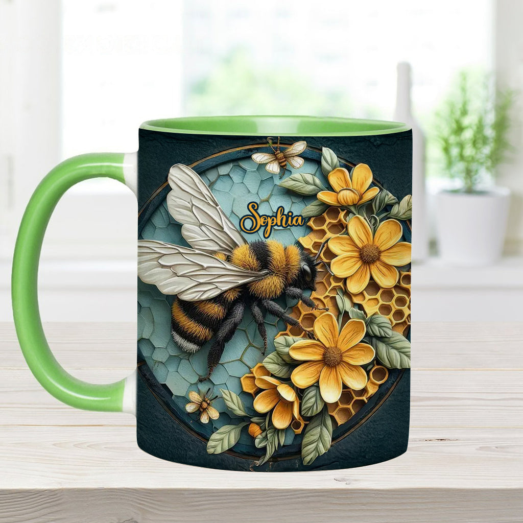 Mug personnalisé avec motif abeille et nid d'abeille