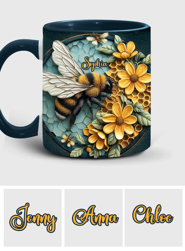Mug personnalisé avec motif abeille et nid d'abeille