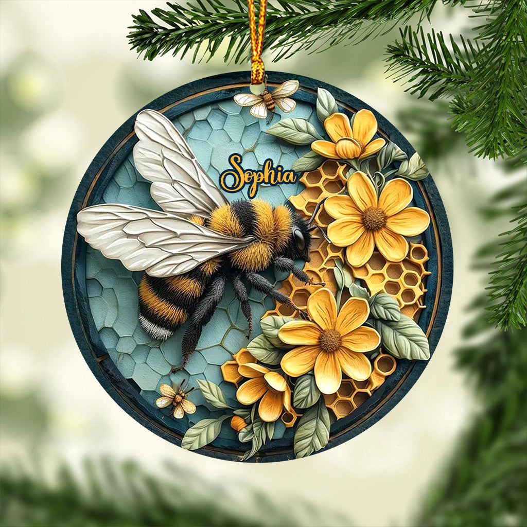 Abeille et nid d'abeille - Ornement d'abeille personnalisé