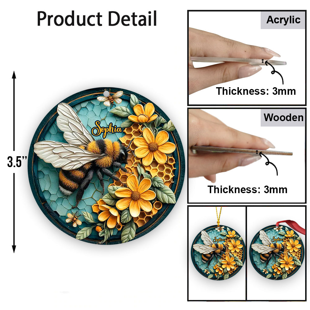 Abeille et nid d'abeille - Ornement d'abeille personnalisé