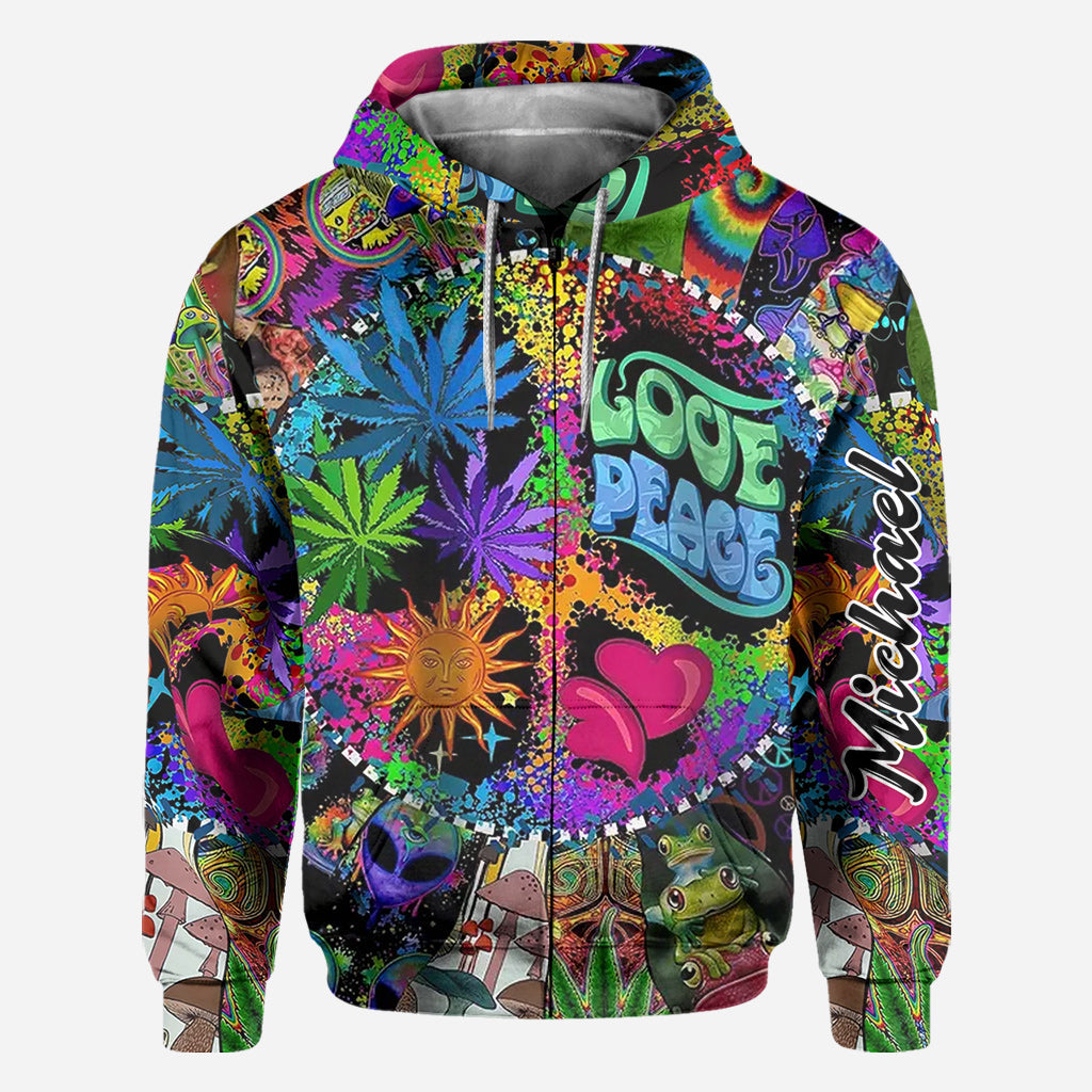 Amour et paix - T-shirt hippie personnalisé intégral