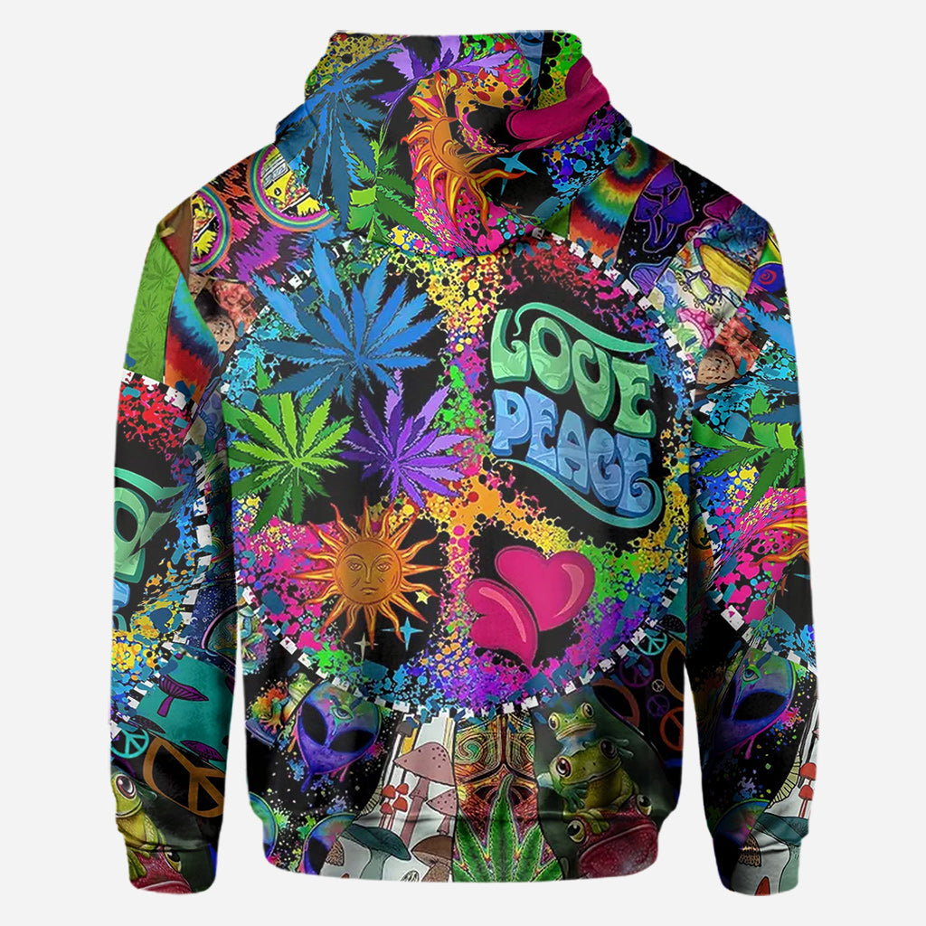 Amour et paix - T-shirt hippie personnalisé intégral