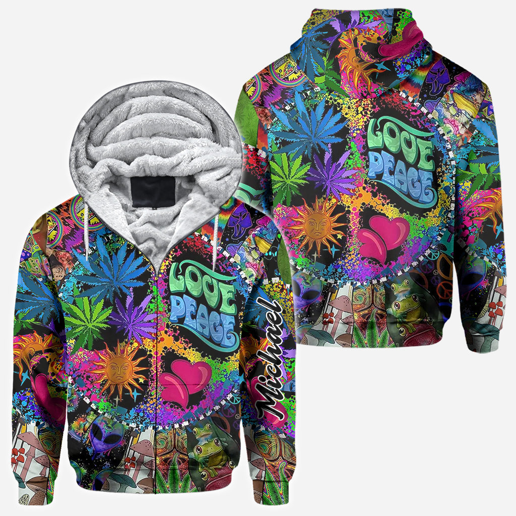 Amour et paix - T-shirt hippie personnalisé intégral