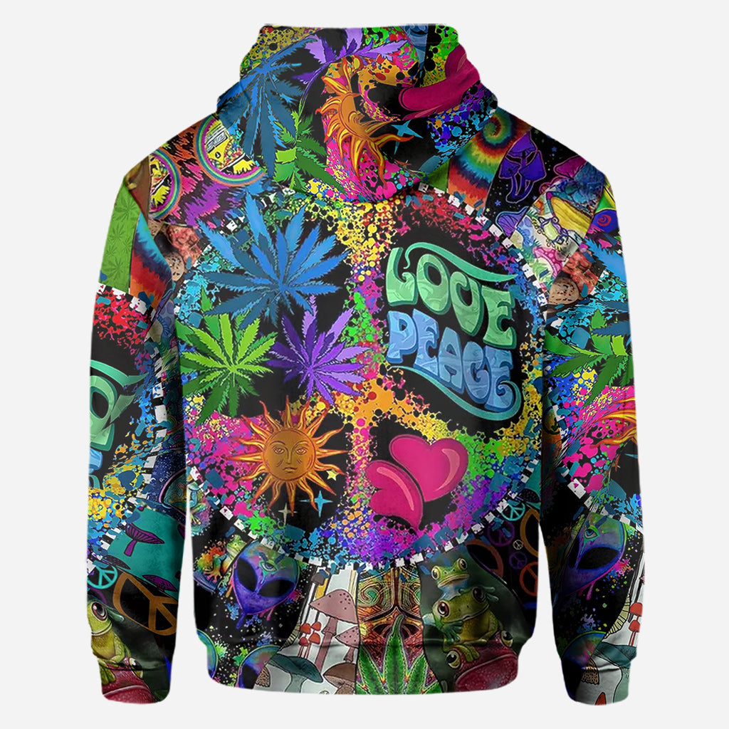 Amour et paix - T-shirt hippie personnalisé intégral