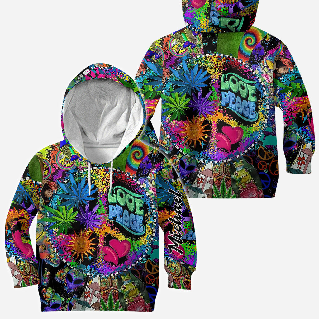 Amour et paix - T-shirt hippie personnalisé intégral