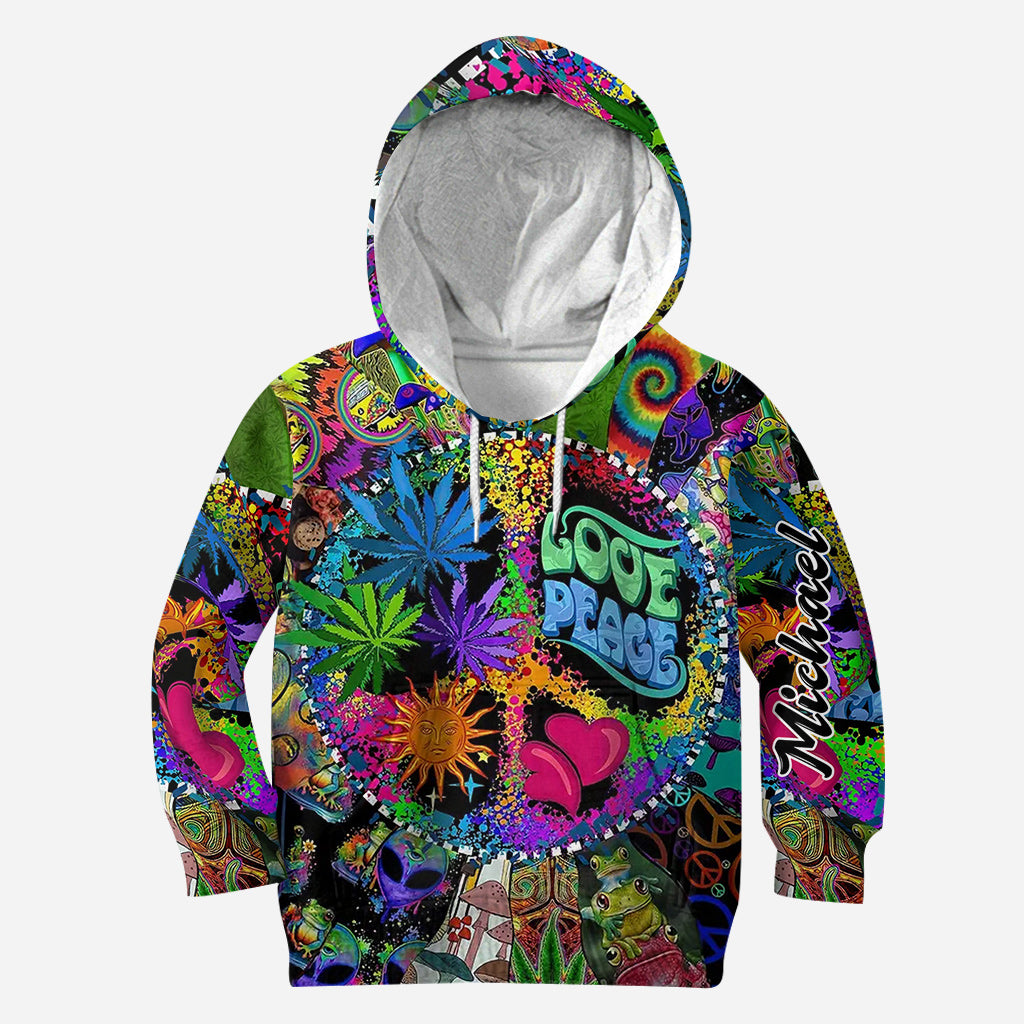 Amour et paix - T-shirt hippie personnalisé intégral