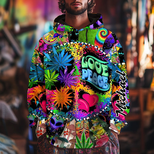 Amour et paix - T-shirt hippie personnalisé intégral