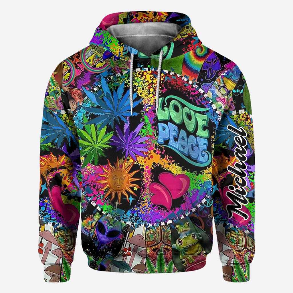 Amour et paix - T-shirt hippie personnalisé intégral