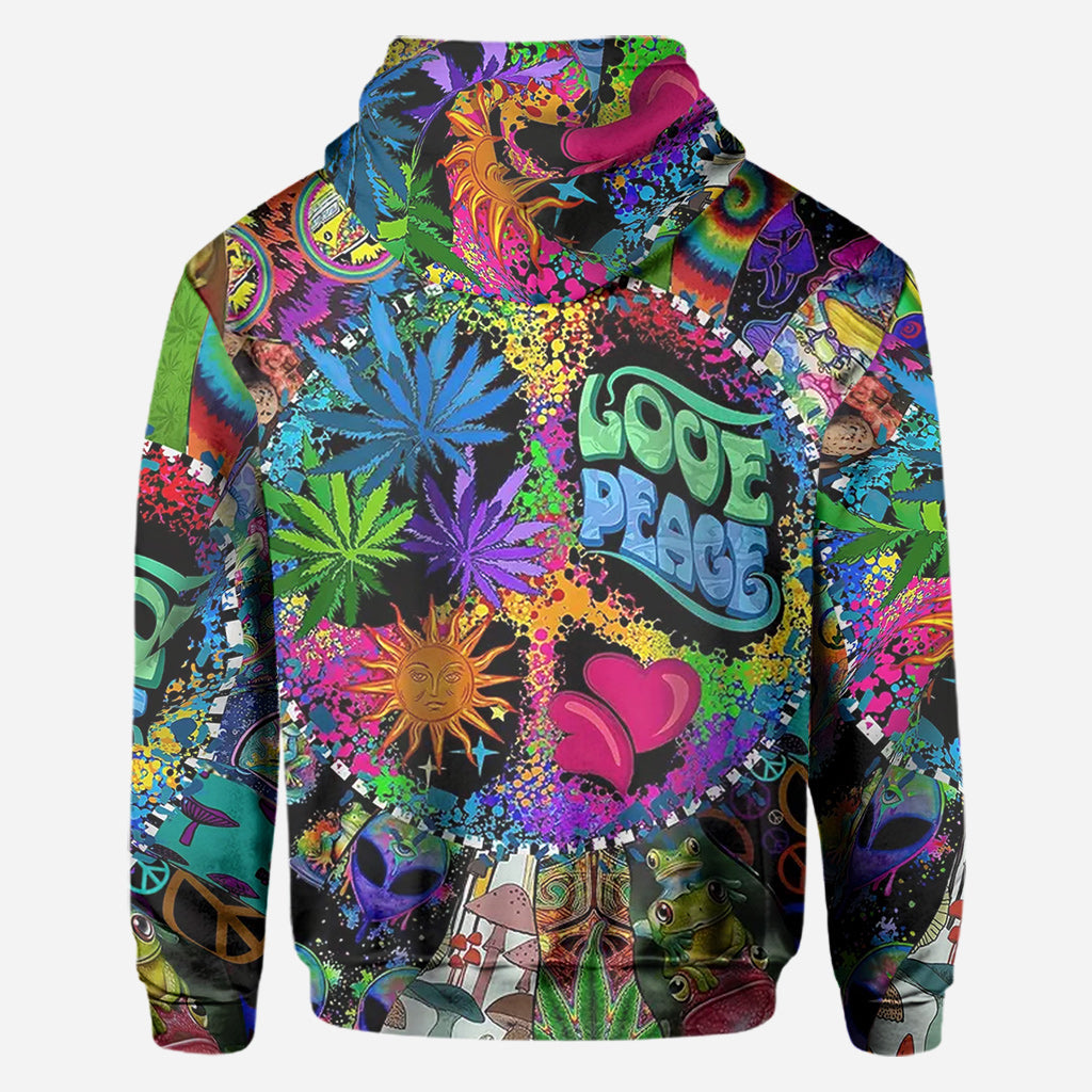 Amour et paix - T-shirt hippie personnalisé intégral