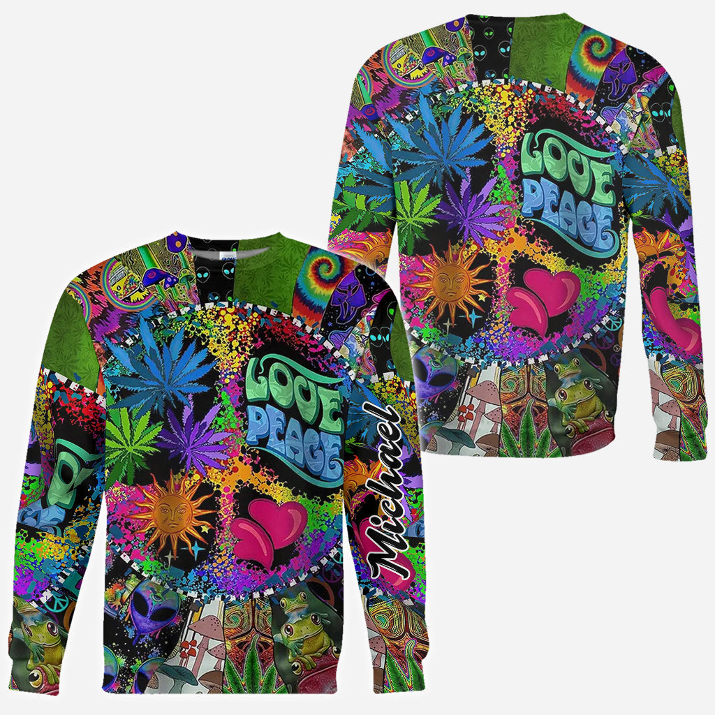 Amour et paix - T-shirt hippie personnalisé intégral