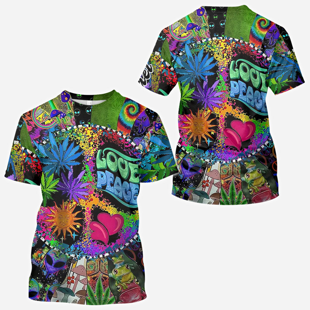 Amour et paix - T-shirt hippie personnalisé intégral