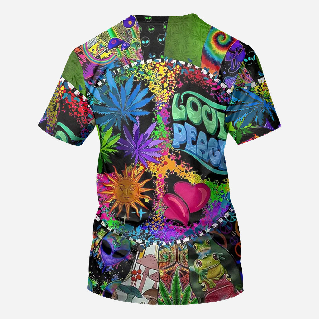 Amour et paix - T-shirt hippie personnalisé intégral
