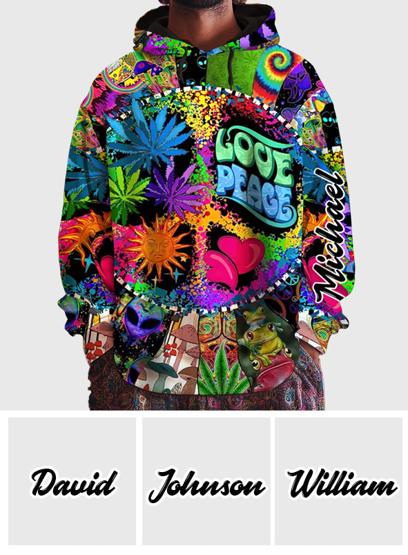 Amour et paix - T-shirt hippie personnalisé intégral