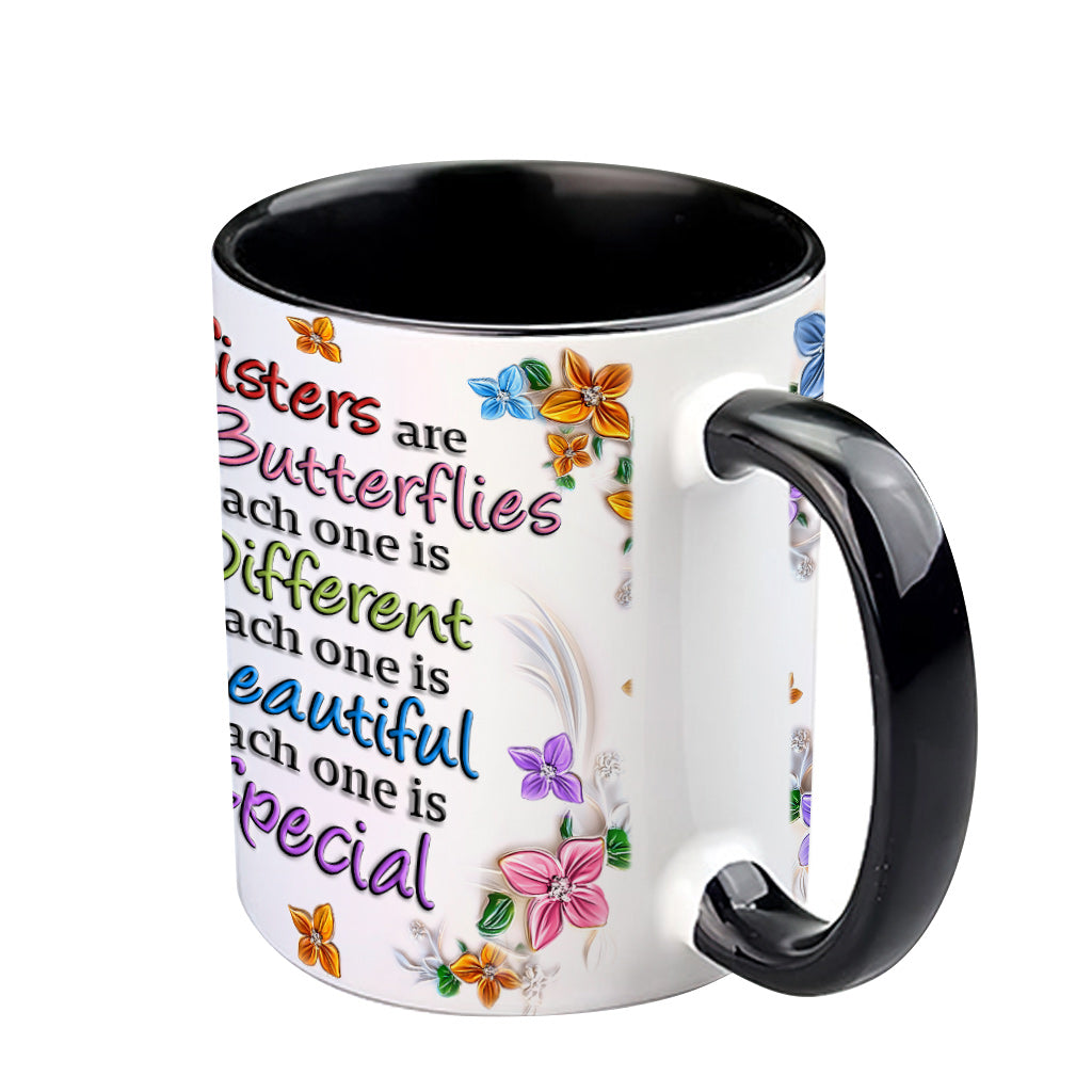Sisters Are Like Butterflies - Personalized Bestie Accent Mug