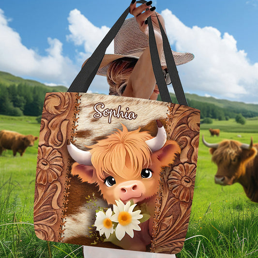 Cute Highland Cow - Personalized Tote Bag