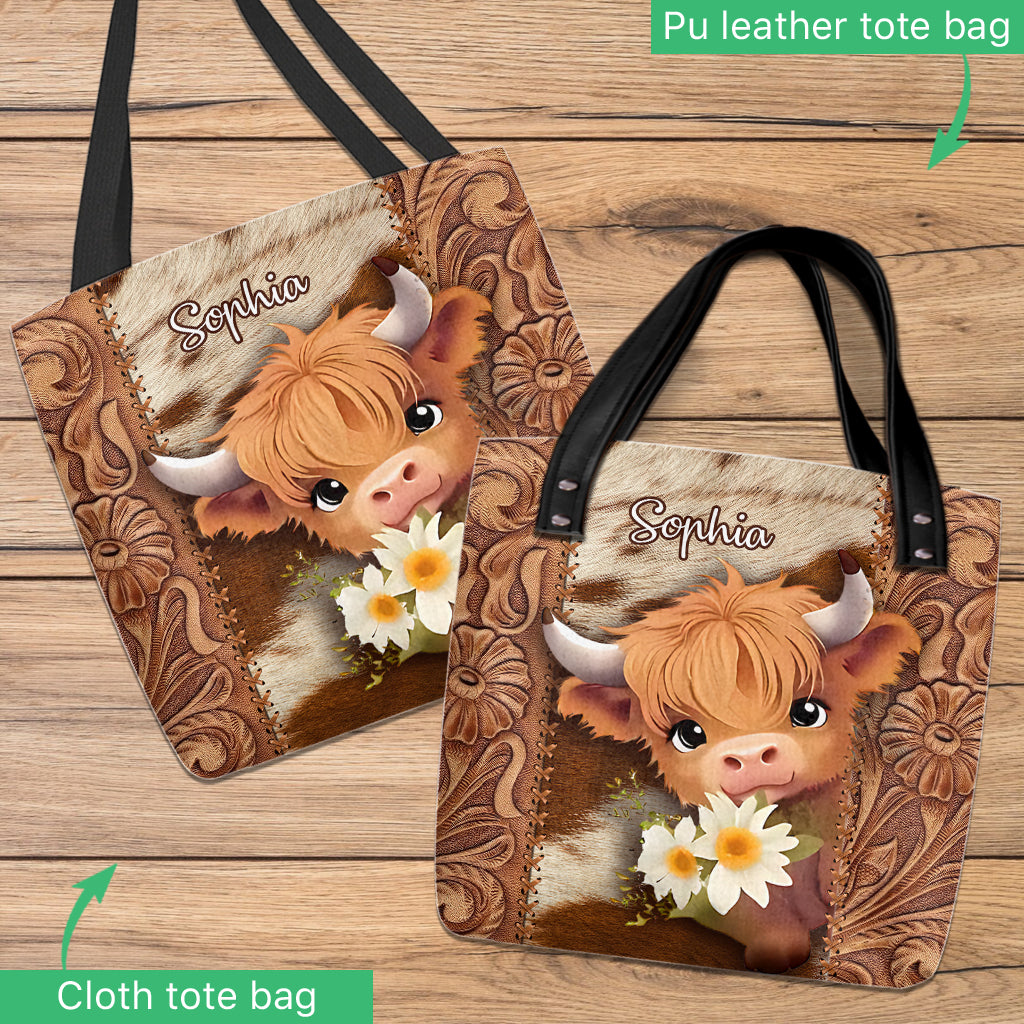 Cute Highland Cow - Personalized Tote Bag