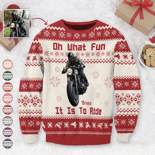 Oh, quel plaisir de rouler ! - Pull moche de motard personnalisé