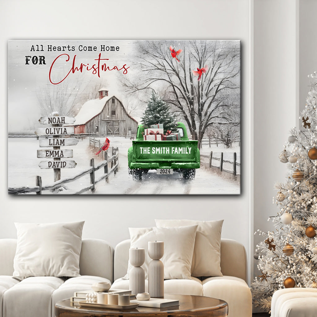 Tous les cœurs rentrent à la maison pour Noël - Toile et affiche personnalisées pour la famille