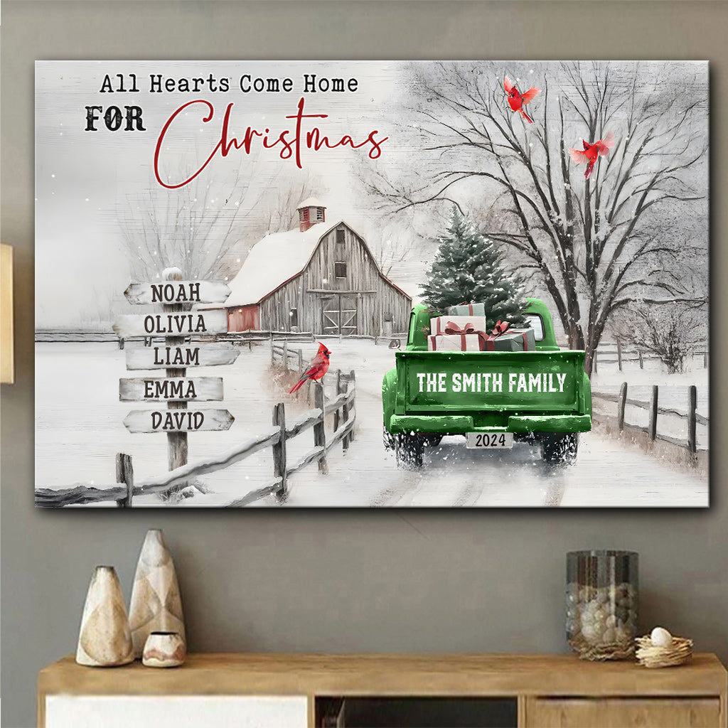 Tous les cœurs rentrent à la maison pour Noël - Toile et affiche personnalisées pour la famille