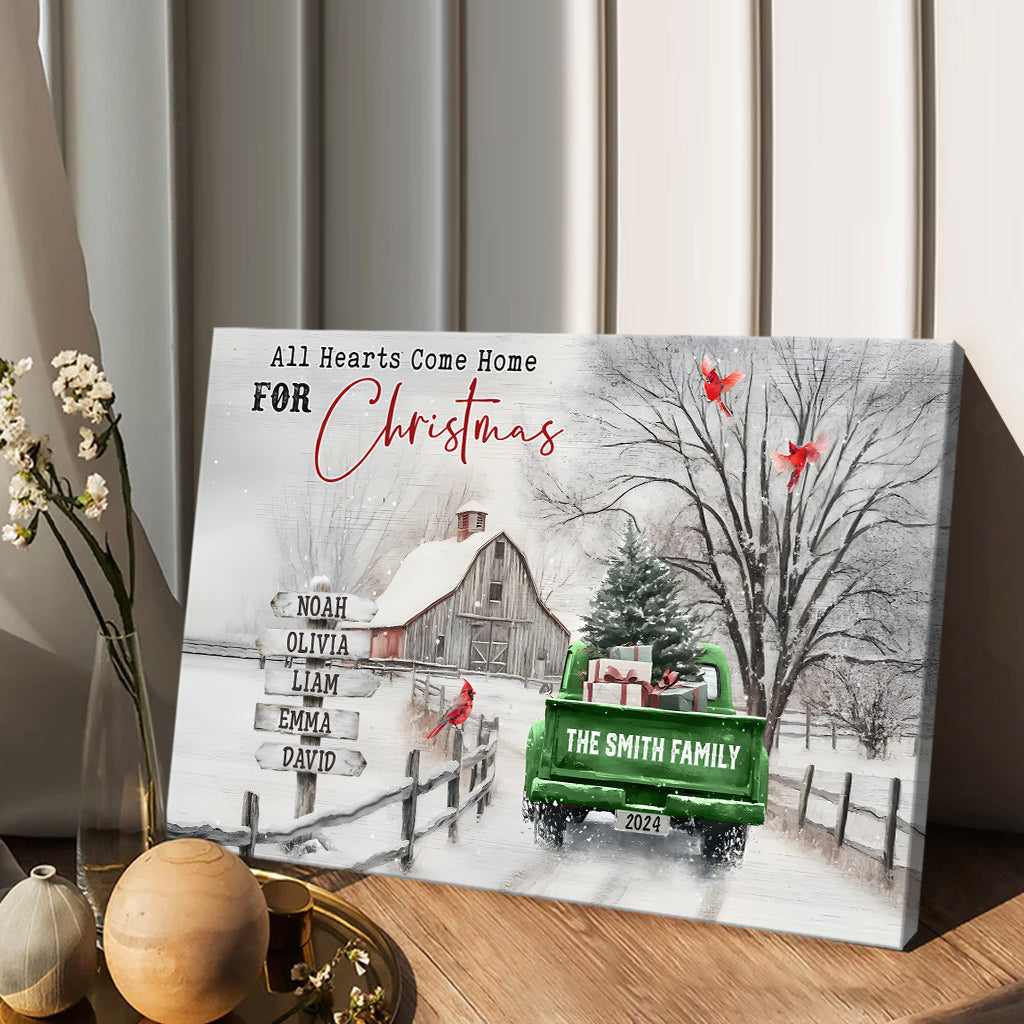 Tous les cœurs rentrent à la maison pour Noël - Toile et affiche personnalisées pour la famille