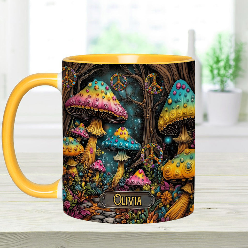 Mug champignon magique personnalisé style hippie