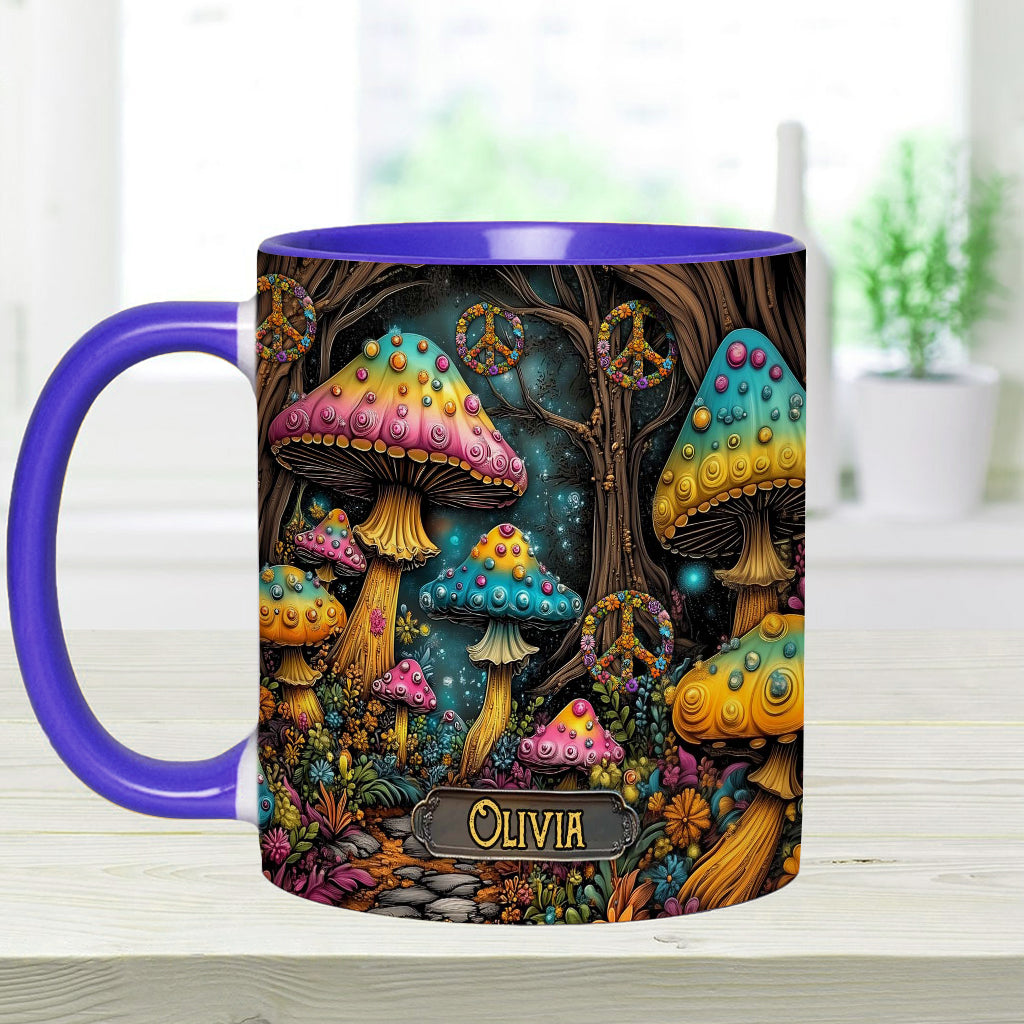 Mug champignon magique personnalisé style hippie