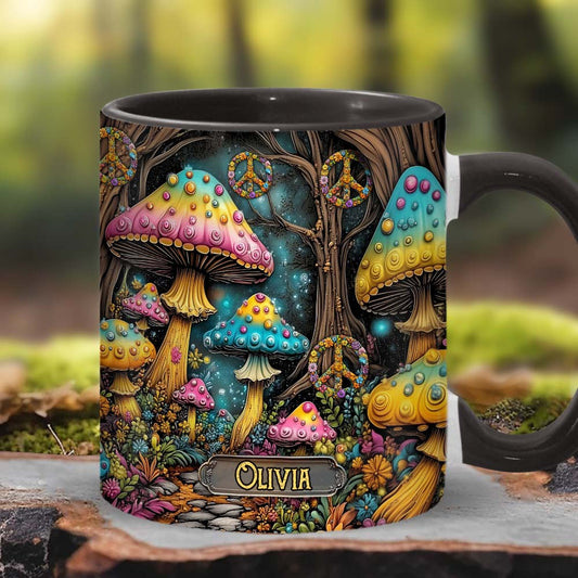 Mug champignon magique personnalisé style hippie