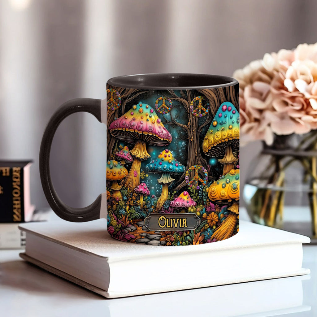 Mug champignon magique personnalisé style hippie