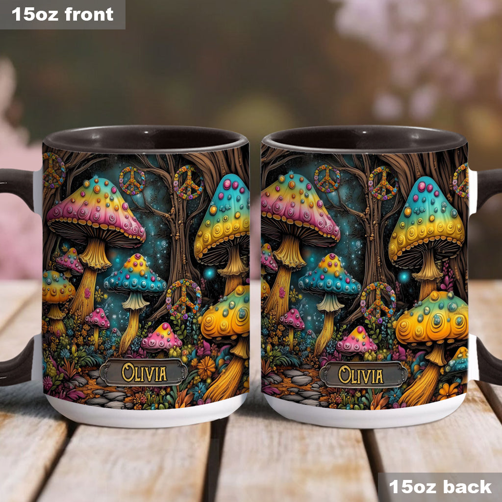 Mug champignon magique personnalisé style hippie
