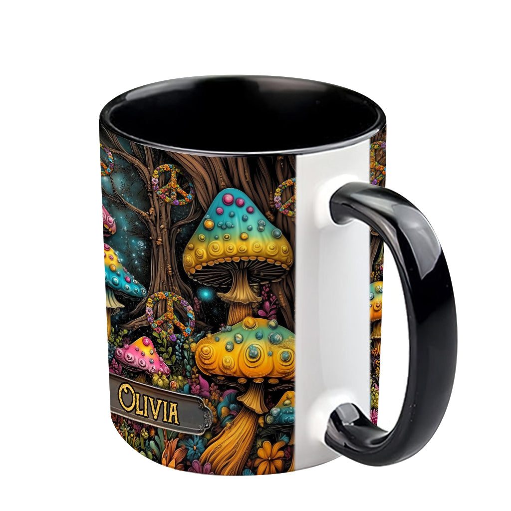 Mug champignon magique personnalisé style hippie