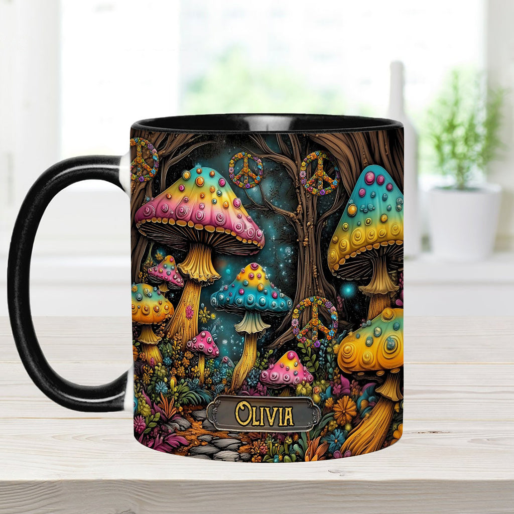 Mug champignon magique personnalisé style hippie