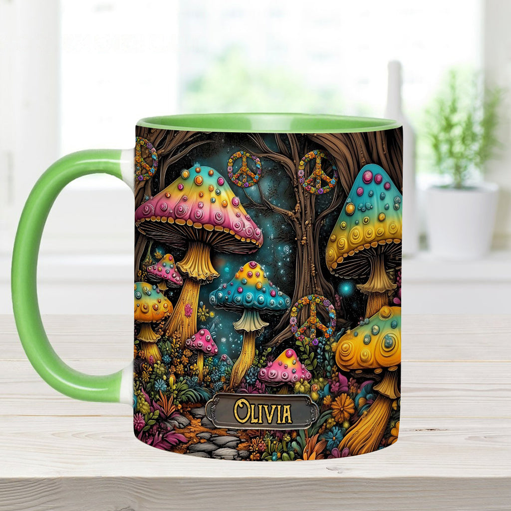 Mug champignon magique personnalisé style hippie