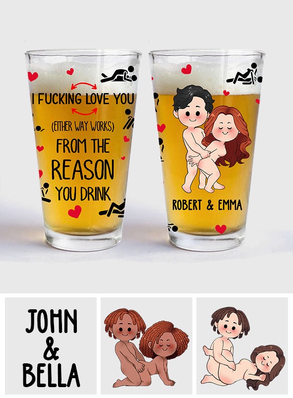 Je t'aime - Verre à bière personnalisé pour couple
