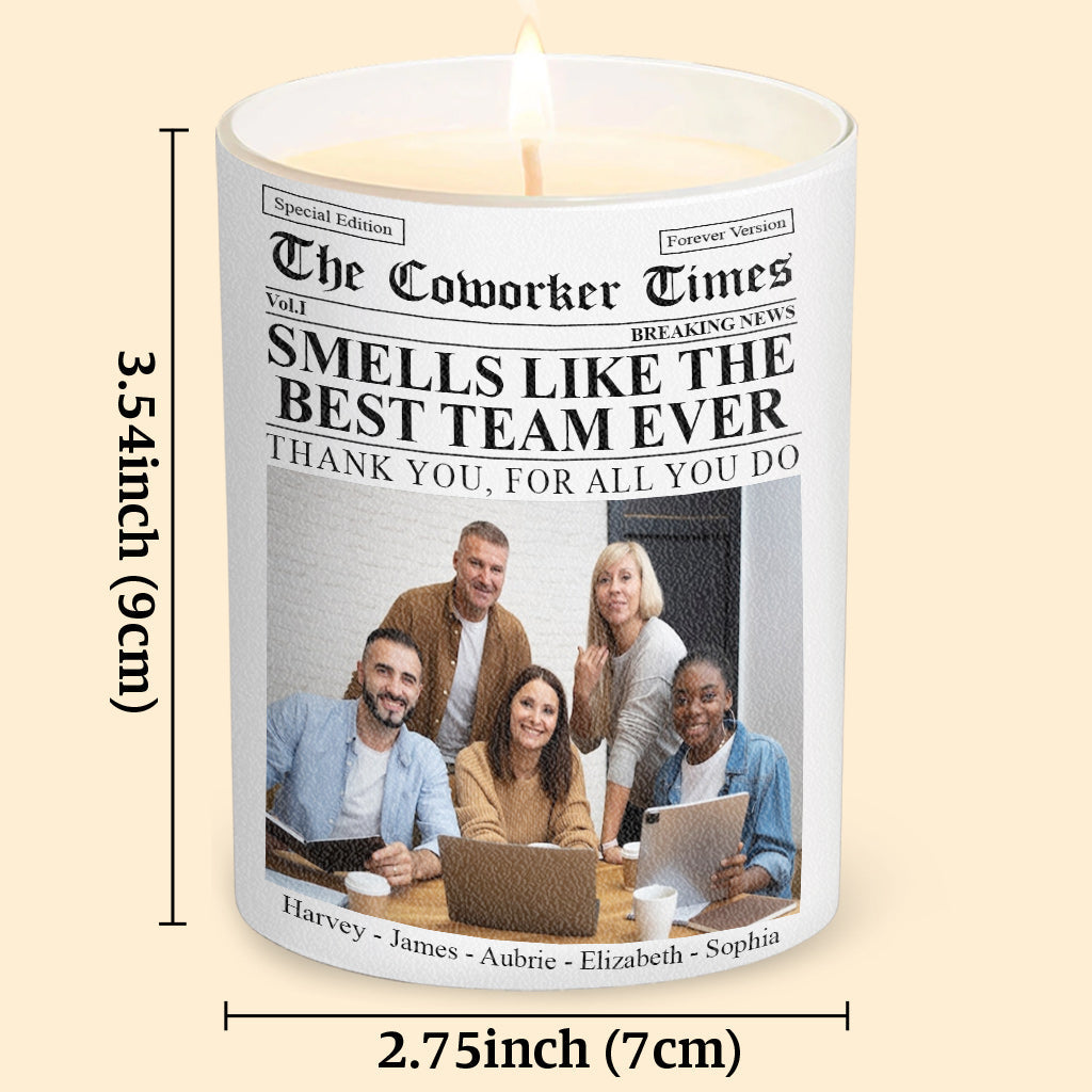 The Co-worker Times Best Team Ever - Personalized Colleague Candle With Wooden Lid