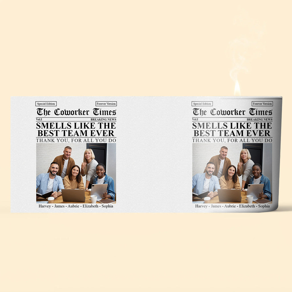 The Co-worker Times Best Team Ever - Personalized Colleague Candle With Wooden Lid