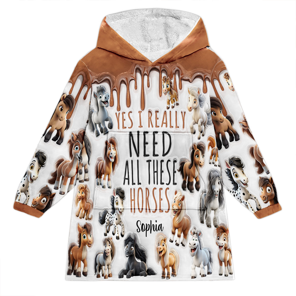 J'ai besoin de tous ces chevaux - Couverture à capuche personnalisée pour chevaux
