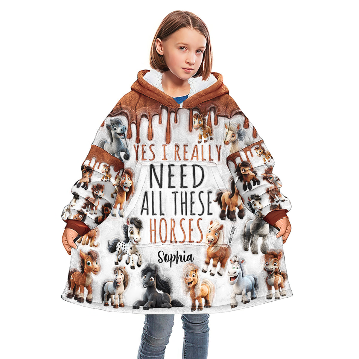 J'ai besoin de tous ces chevaux - Couverture à capuche personnalisée pour chevaux