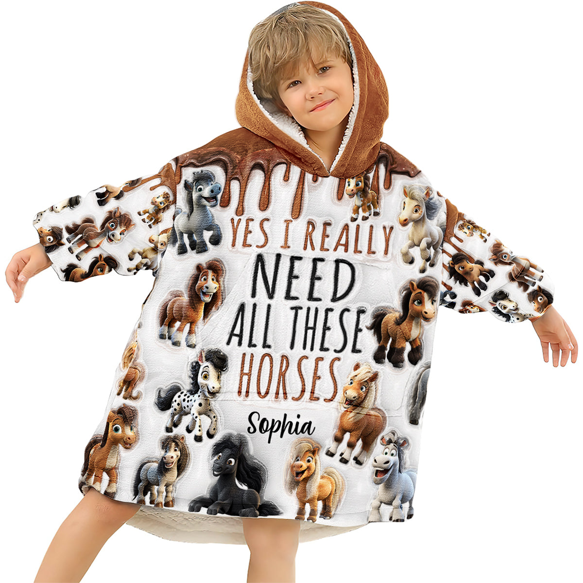 J'ai besoin de tous ces chevaux - Couverture à capuche personnalisée pour chevaux