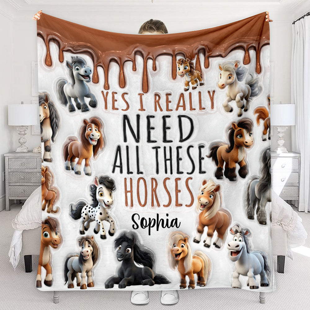 I Need All These Horses - Personalized Horse Blanket