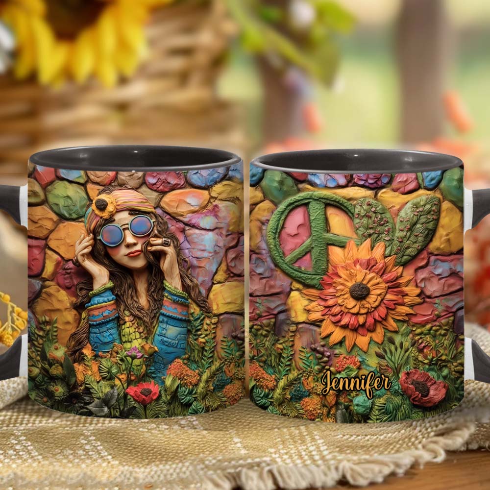 Mug personnalisé Hippie Girl Hippie Soul Peace Love