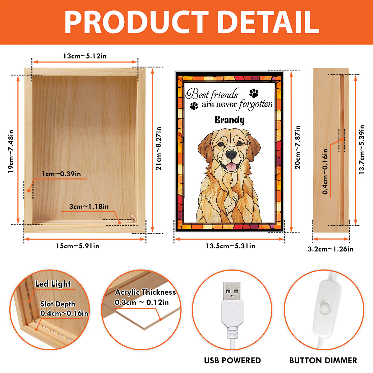 Les meilleurs amis ne sont jamais oubliés - Cadre photo lumineux personnalisé pour chien
