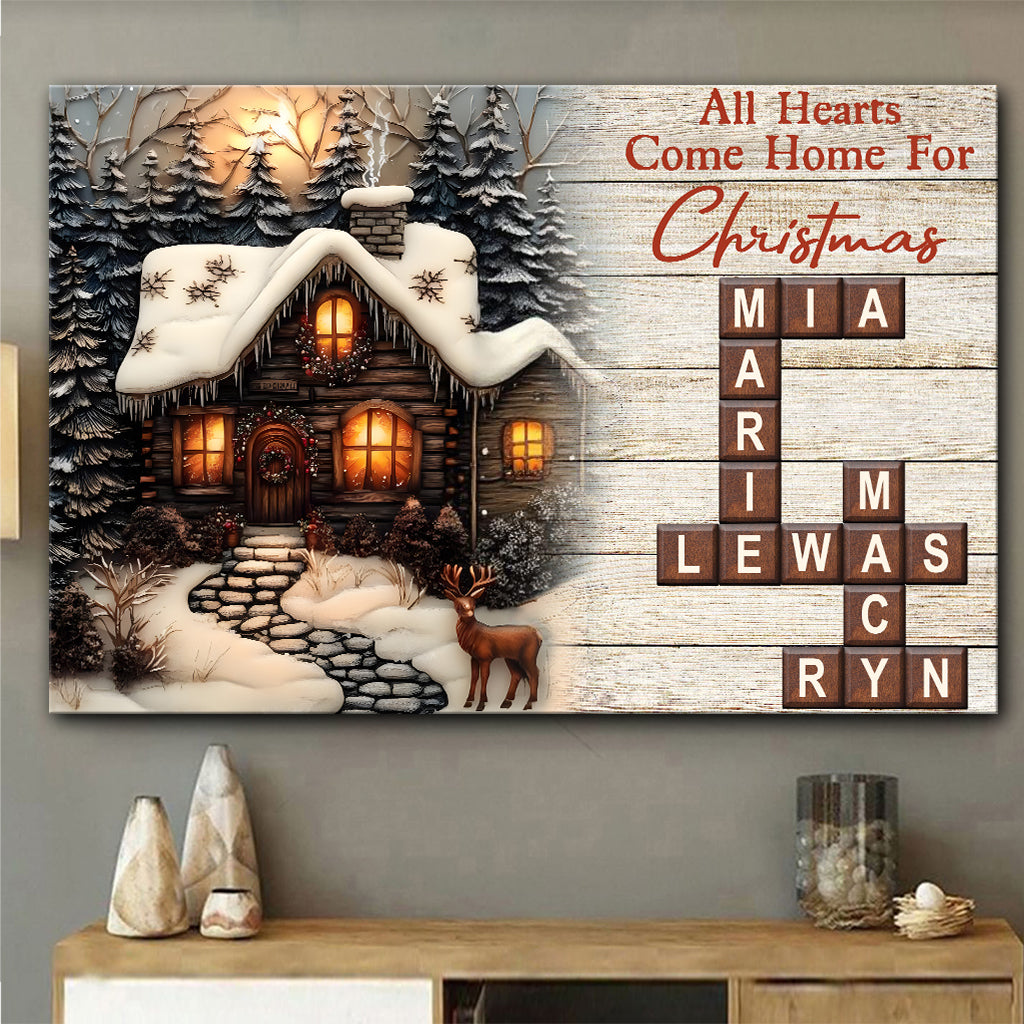 Tous les cœurs rentrent à la maison pour Noël - Toile et affiche personnalisées pour la famille