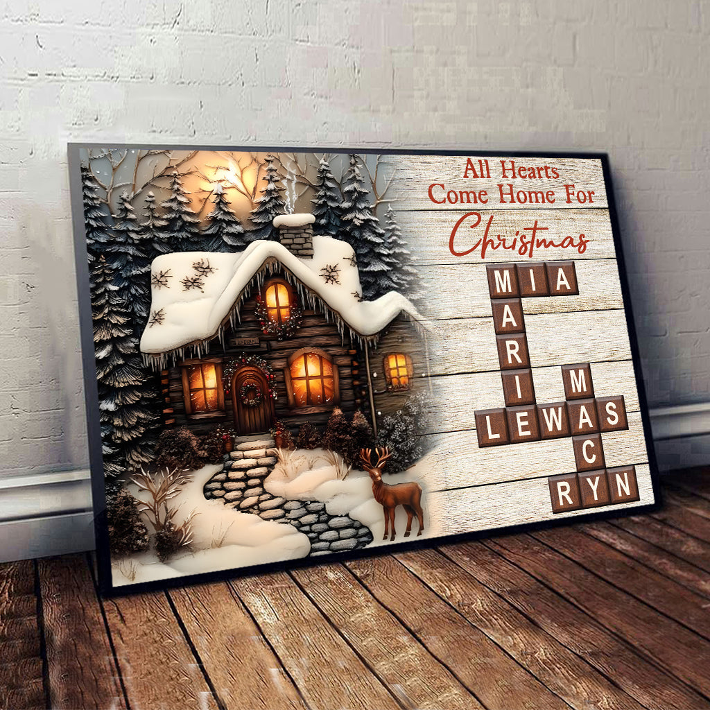 Tous les cœurs rentrent à la maison pour Noël - Toile et affiche personnalisées pour la famille
