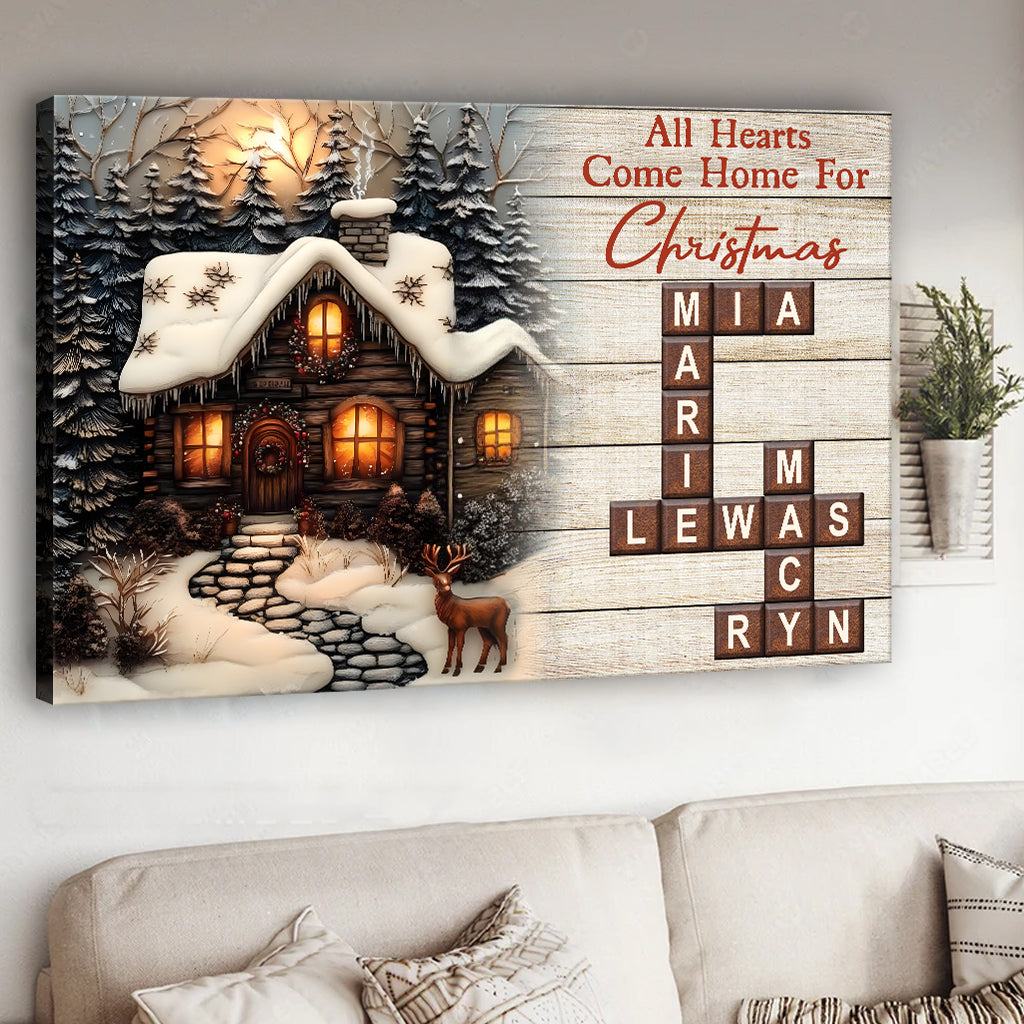 Tous les cœurs rentrent à la maison pour Noël - Toile et affiche personnalisées pour la famille