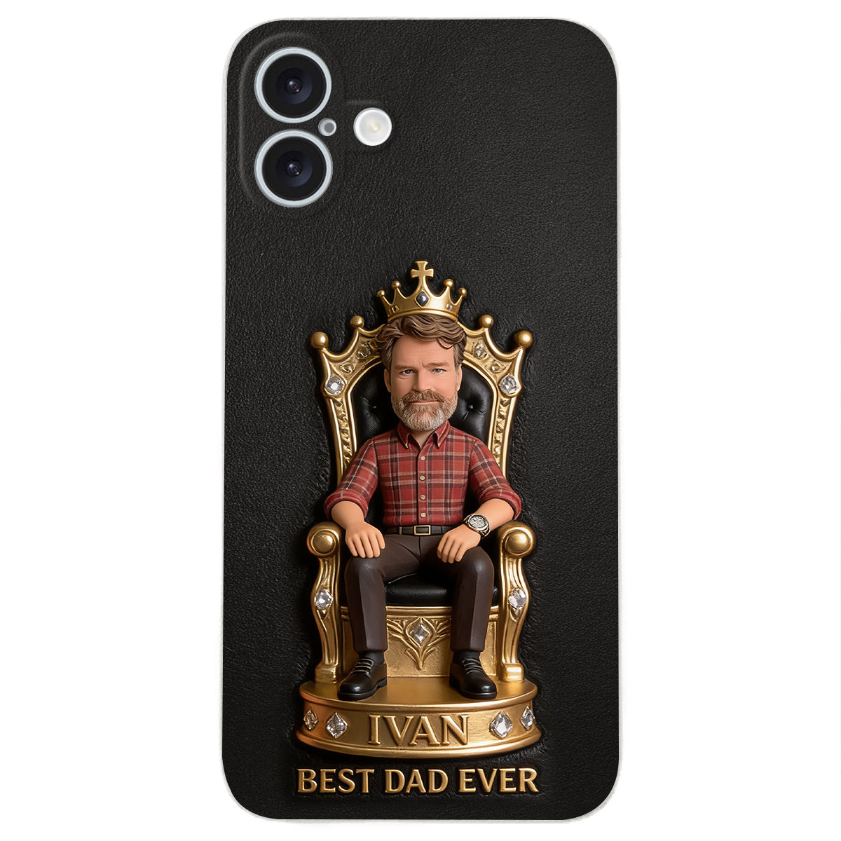 Le Roi Papa - Coque de téléphone en cuir personnalisée 3D