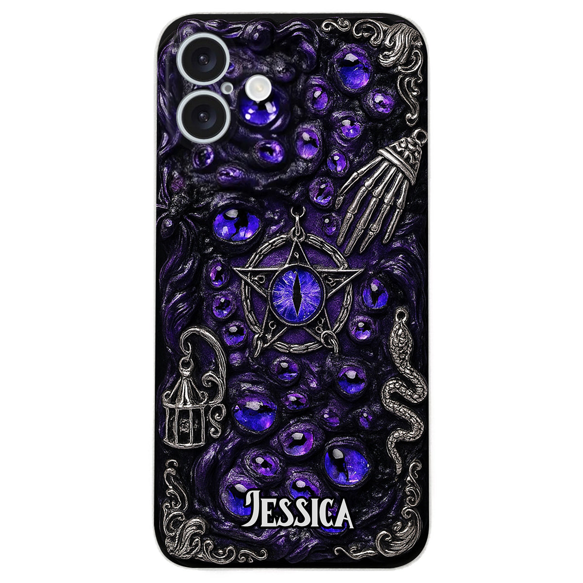 Étui de téléphone en cuir personnalisé, style sorcière, pentacle gothique - Coque de téléphone personnalisée inspirée des sorcières