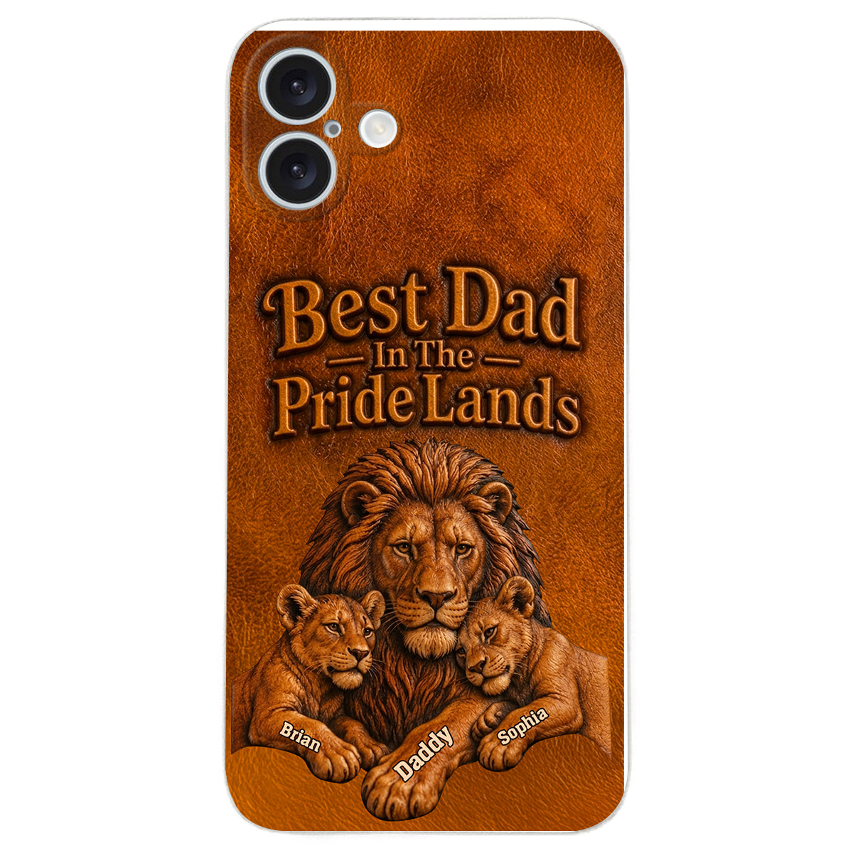 Papa Lion - Coque de téléphone en cuir personnalisée 3D